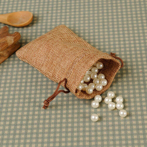 10//50//100pcs Wedding Favor Hessian Burlap Jute Candy Gift Bags Drawstring Sack